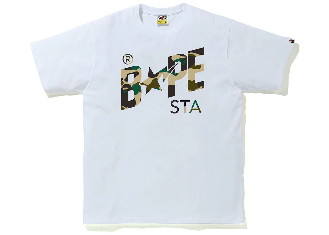 BAPE 1st Camo Bapesta Logo Tee White/Yellow