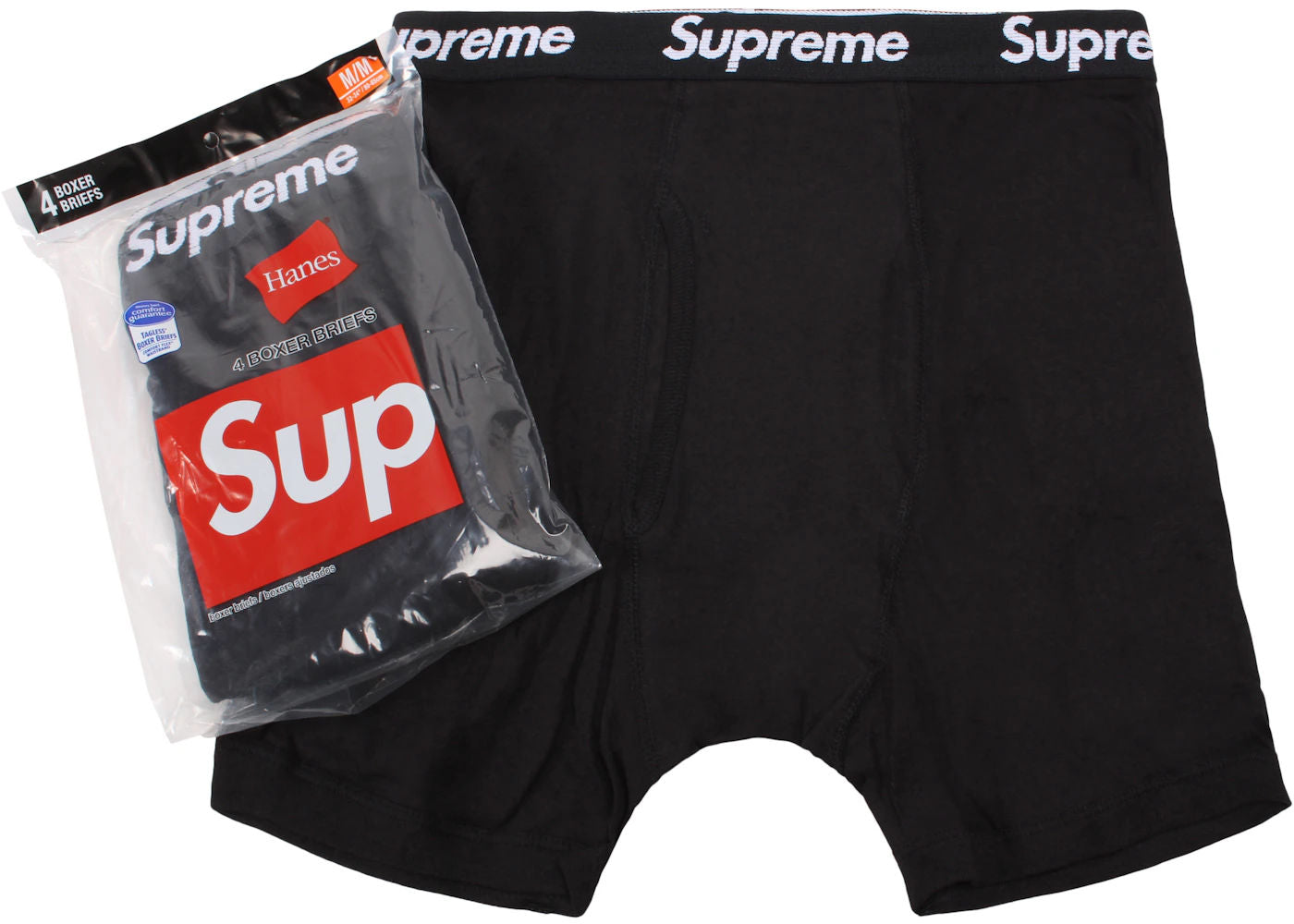 Supreme Hanes Boxer Briefs (4 Pack) Black - new with tags
