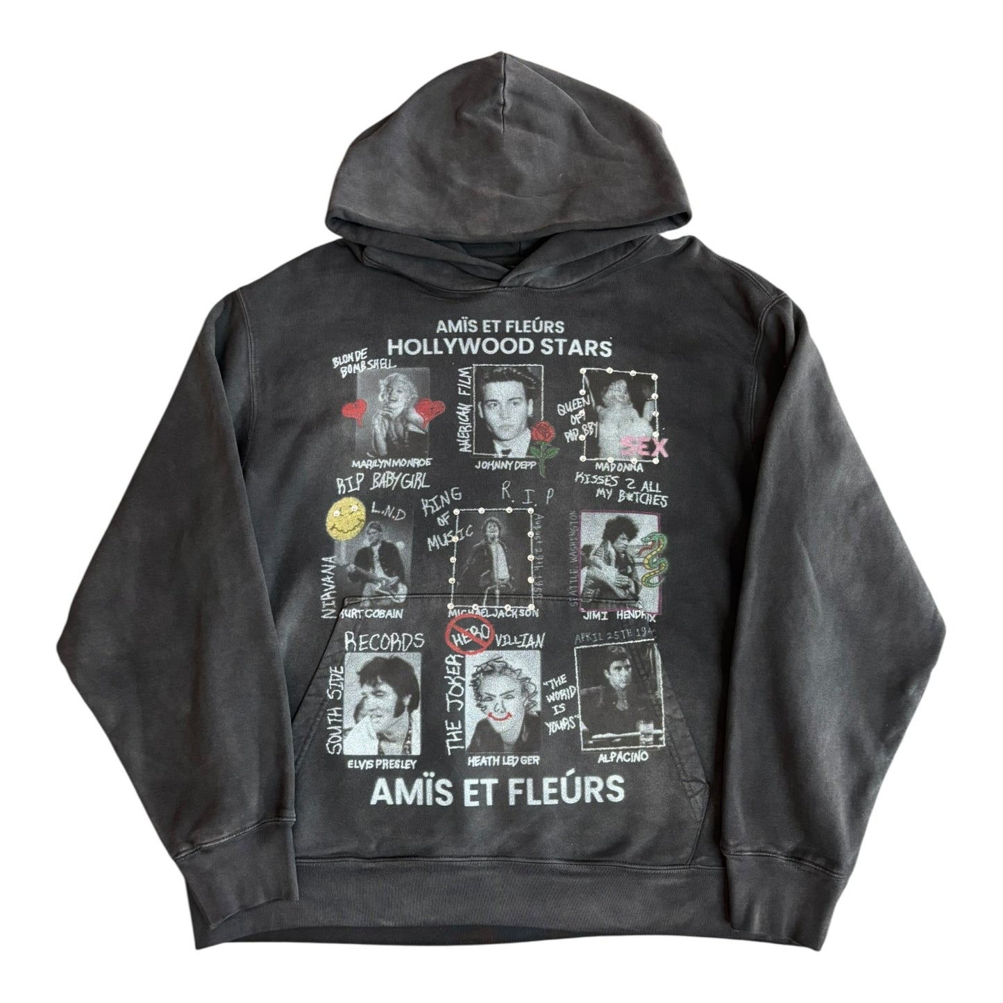 Amis et Fleurs Black Hollywood Stars Hoodie