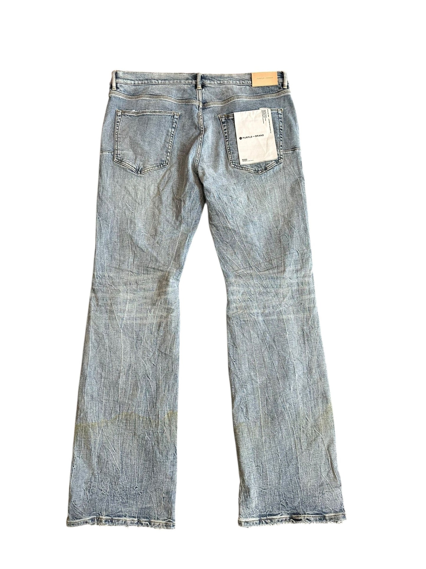 purple brand p004 light indigo knee blowout jeans