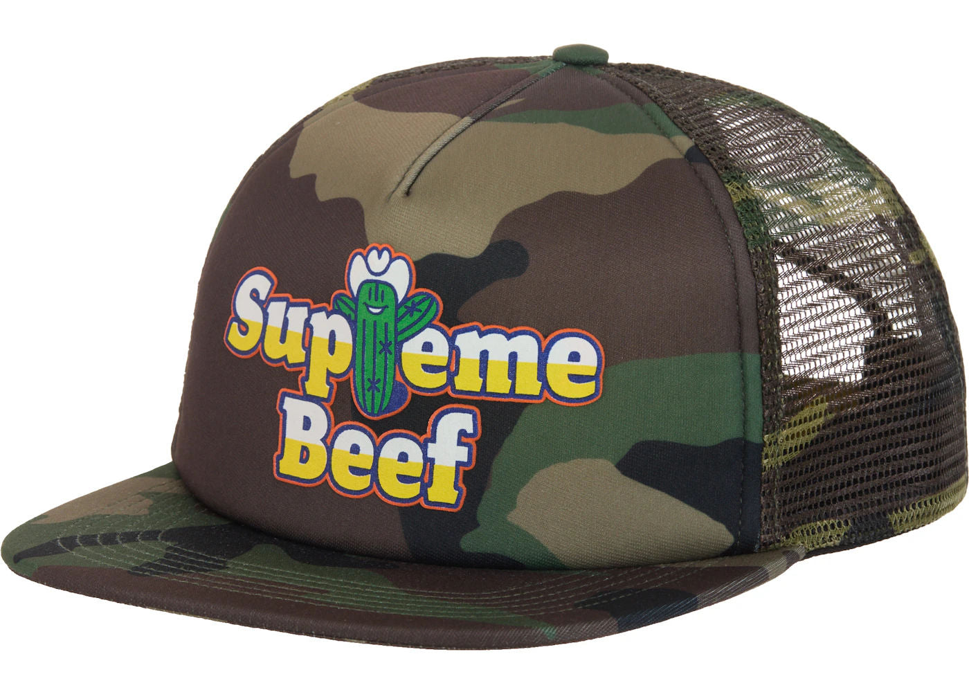Supreme Beef Mesh Back 5-Panel Woodland Camo - Like New