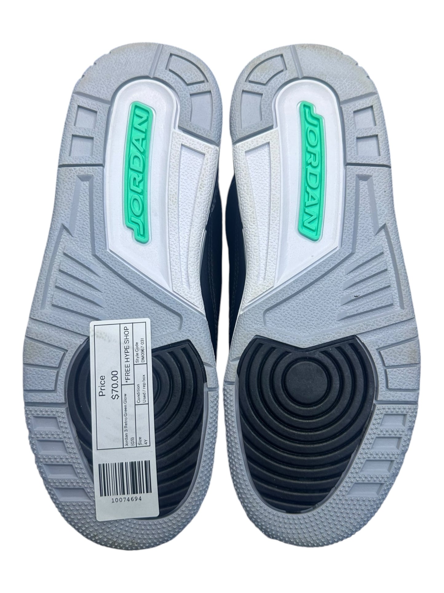 Jordan 3 Retro Green Glow (GS) size 4.5 - Used / rep box
