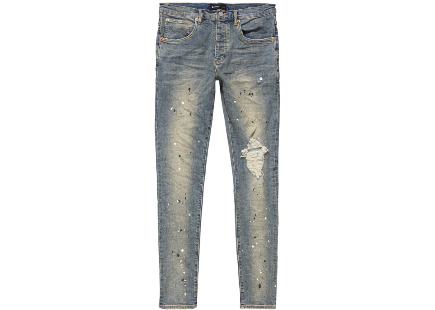 Purple Brand Purple Brand Mid Rise Destroy Paint Jeans Blue - Used/Worn