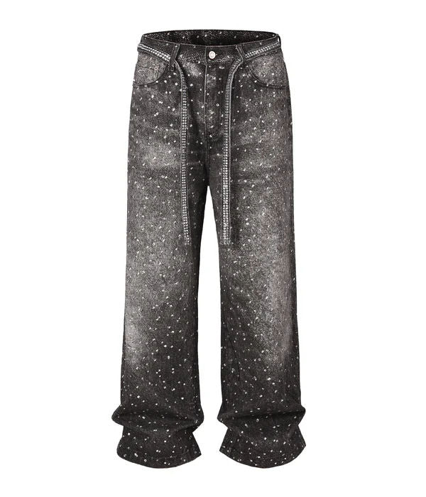 undevloped noir rhine stone denim