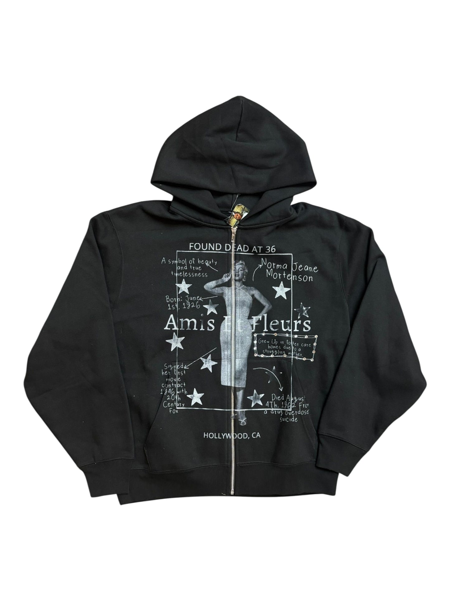 Amis Et Fleurs Black Mairlyn Monroe Zip Up Hoodie