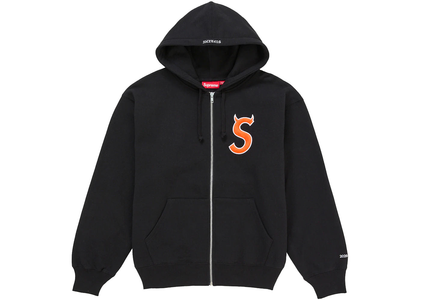 Supreme Devil S Logo Zip Up Hooded Sweatshirt Black - Like New