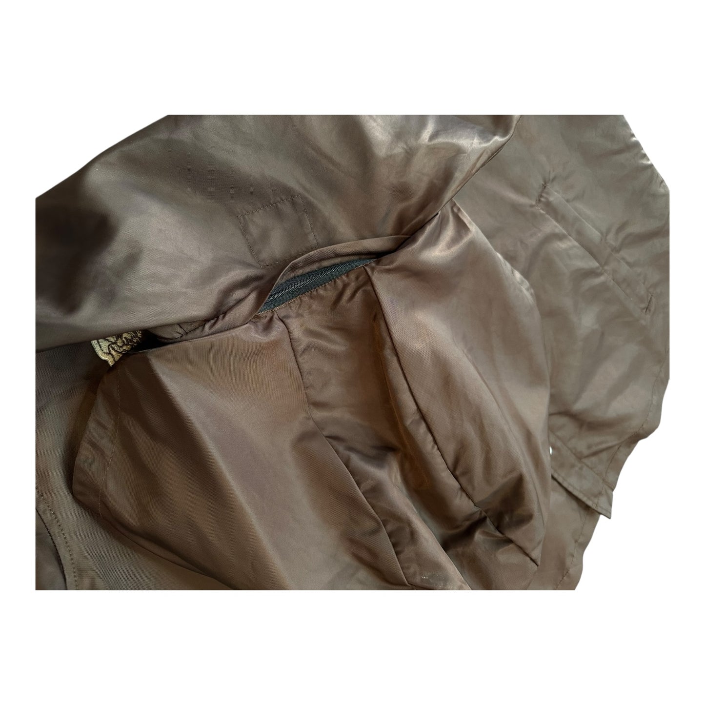 saint vanity brown nylon button zip up tee w/ attachable hood - Used/Worn