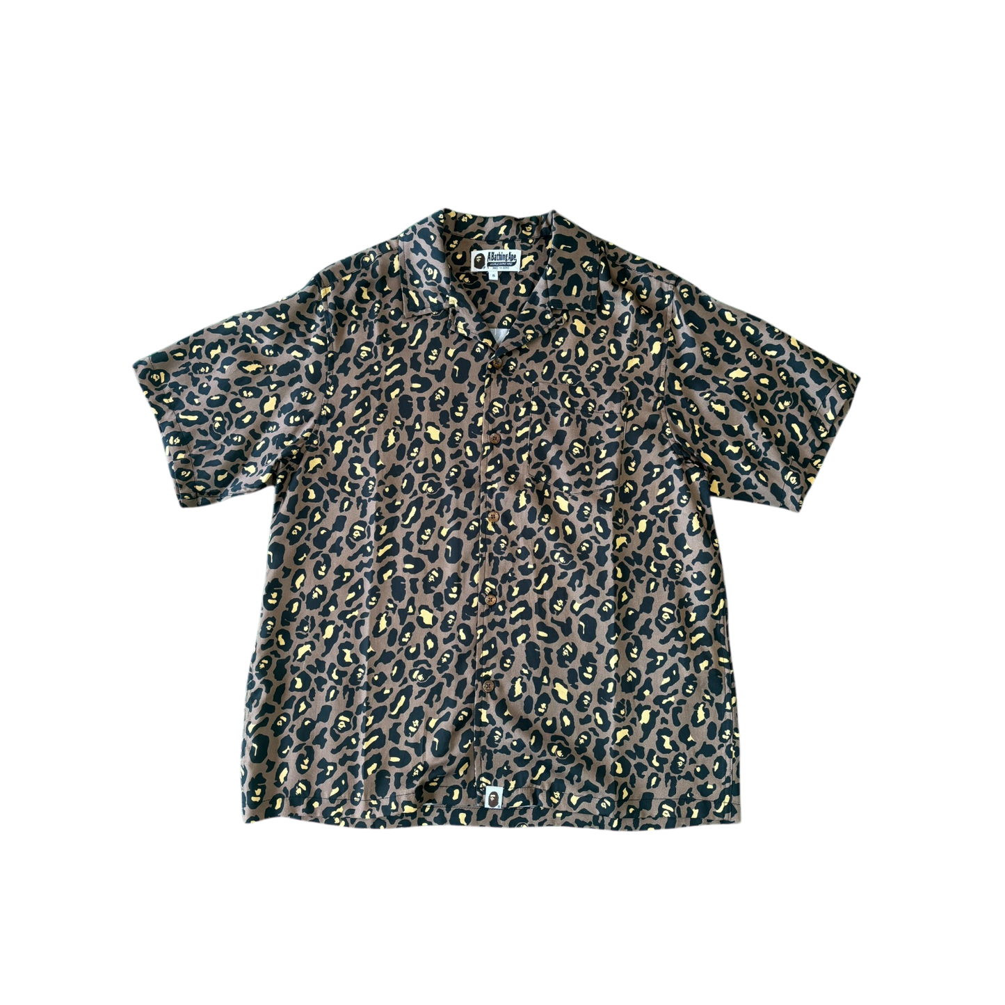 Bape Open Collar Leopard Print Button Up