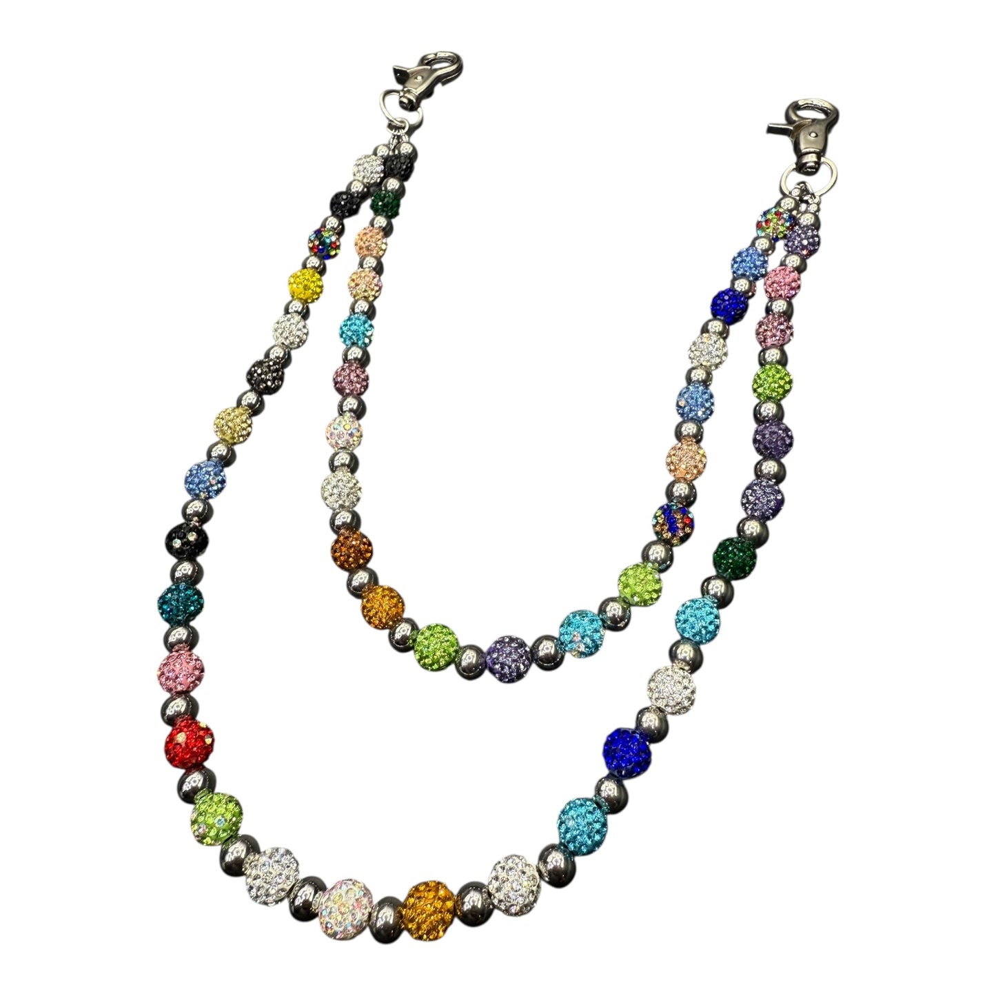 multi color iced out wallet chain 22in (layered)