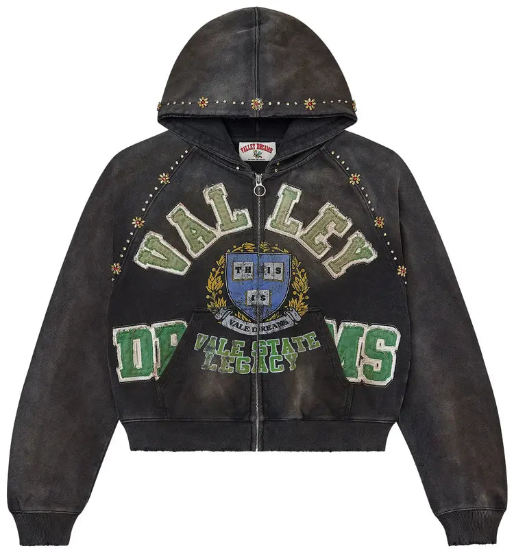 Vale Forever Black Gem Zip Up Hoodie - New W/ Tags