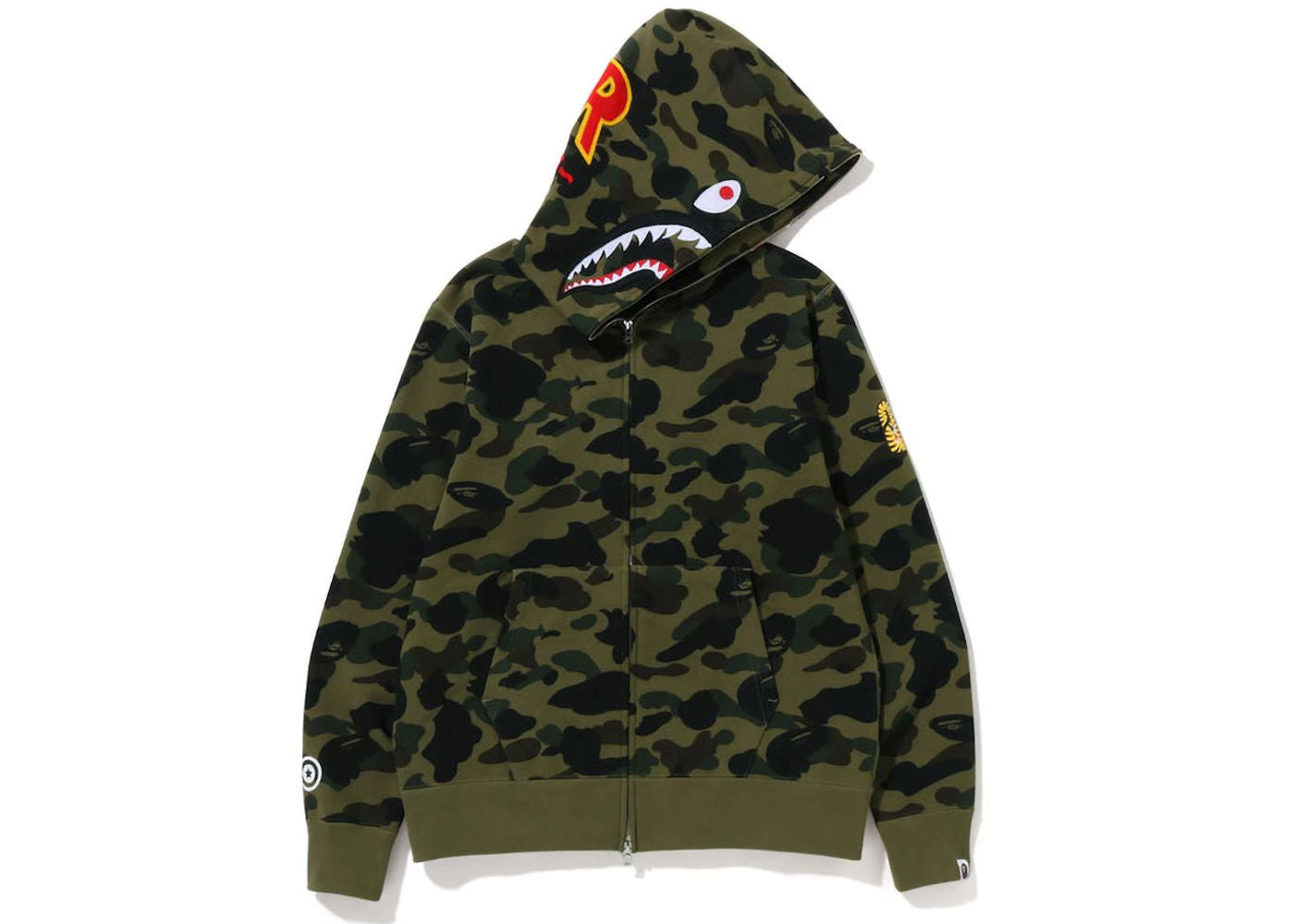 BAPE PONR 1st Camo Shark Full Zip Hoodie Green - Used/Worn