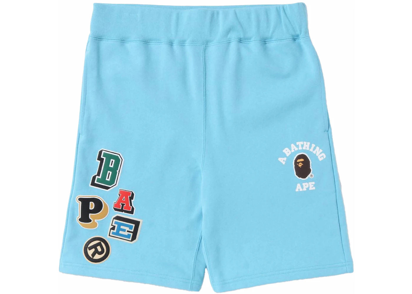 BAPE Multi Fonts Sweat Shorts Sax