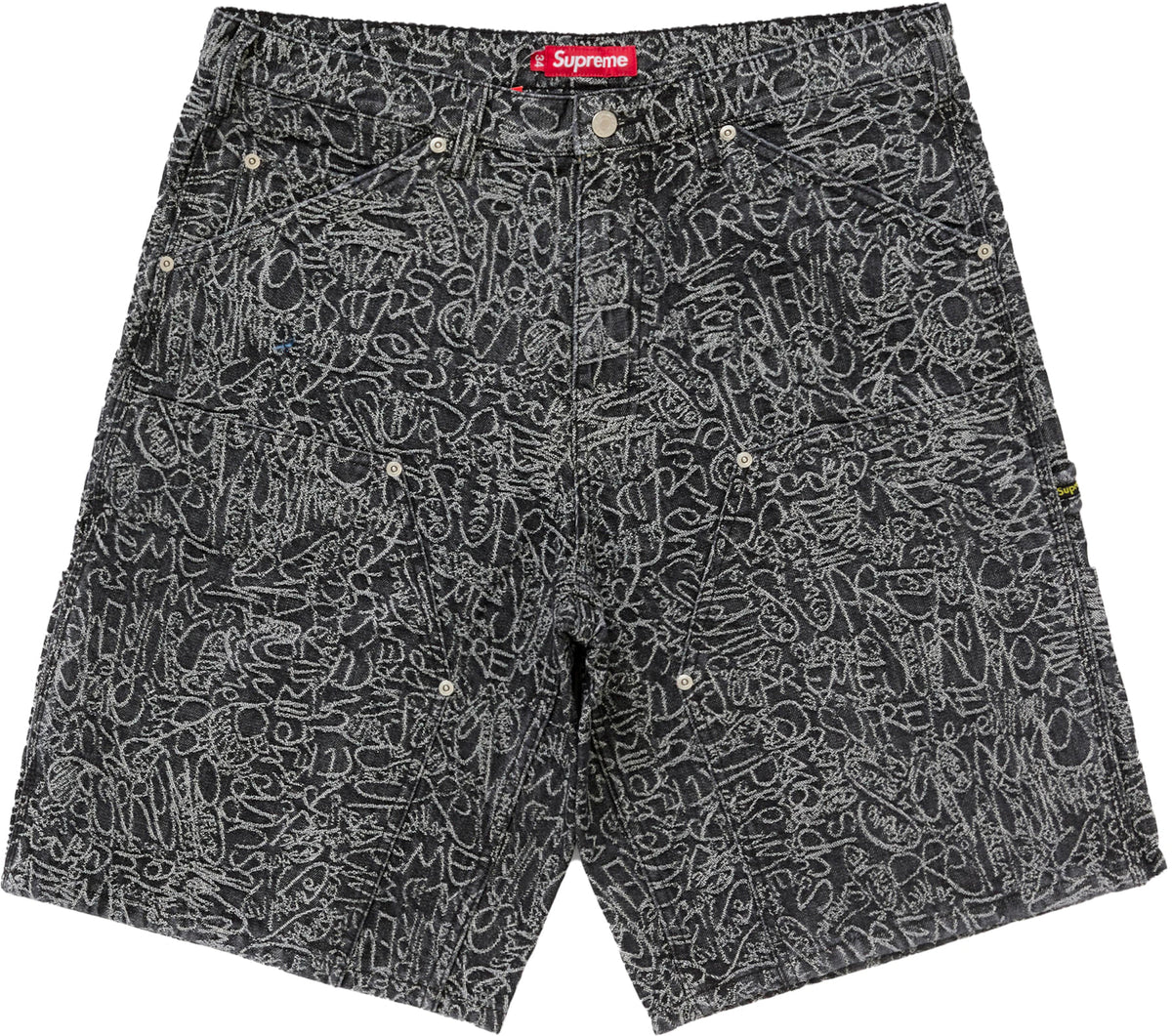 Supreme Handwriting Double Knee Denim Short Black