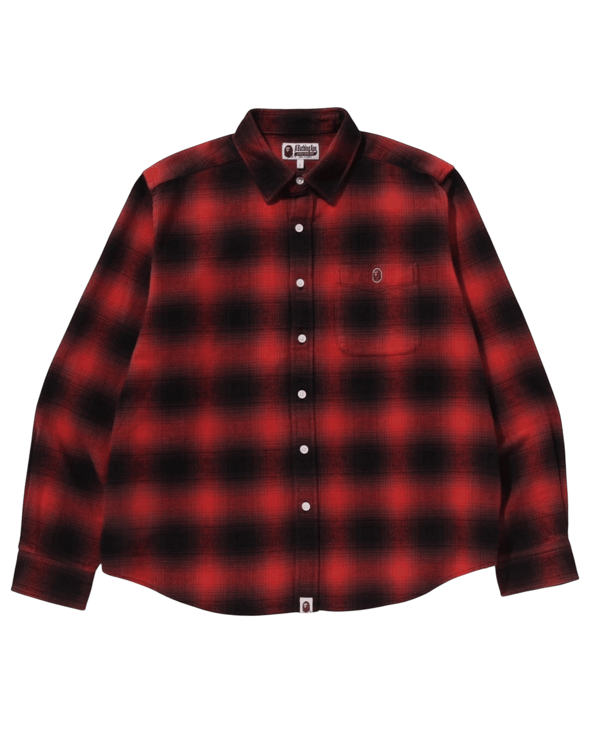 Bape One Point Ombre Check L/S Red - Used/Worn