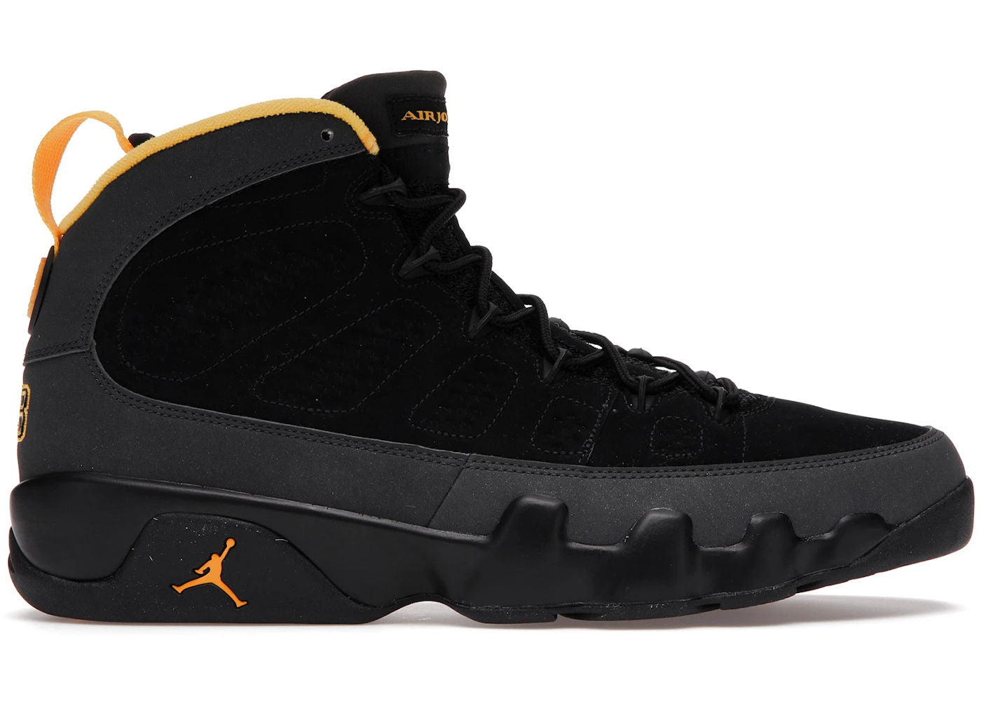 Jordan 9 Retro Dark Charcoal University Gold - Used/Worn