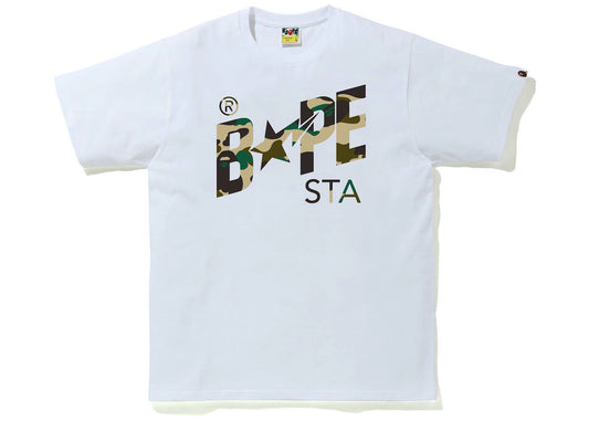 BAPE 1st Camo Bapesta Logo Tee White/Yellow