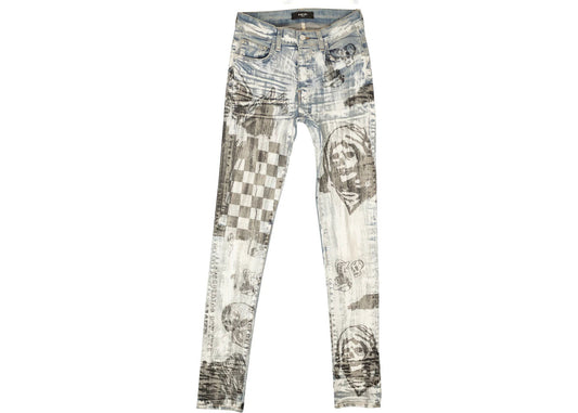 AMIRI Wes Lang Sketch Straight Fit Jeans Blue - Used/Worn