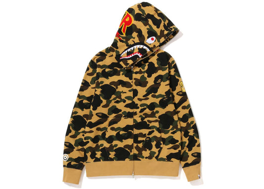 BAPE PONR 1St Camo Shark Full Zip Hoodie Yellow