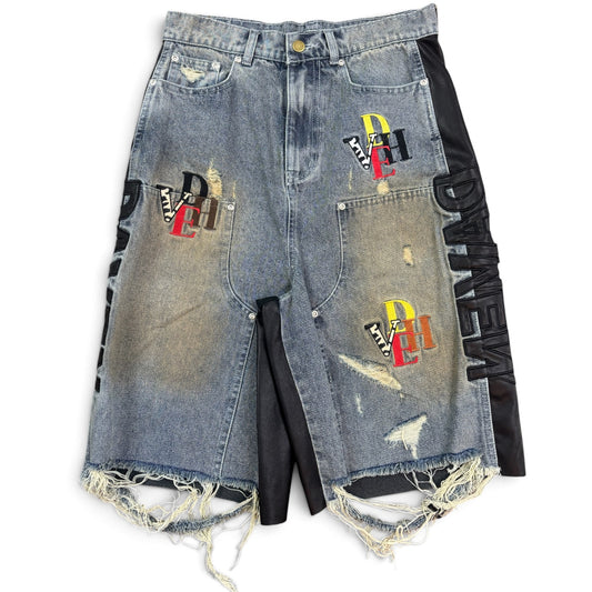 Daven Homme Hybrid Denim Leather Shorts