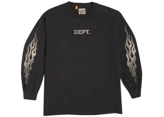 Gallery Dept. Flames L/S T-Shirt Black - Used/Worn