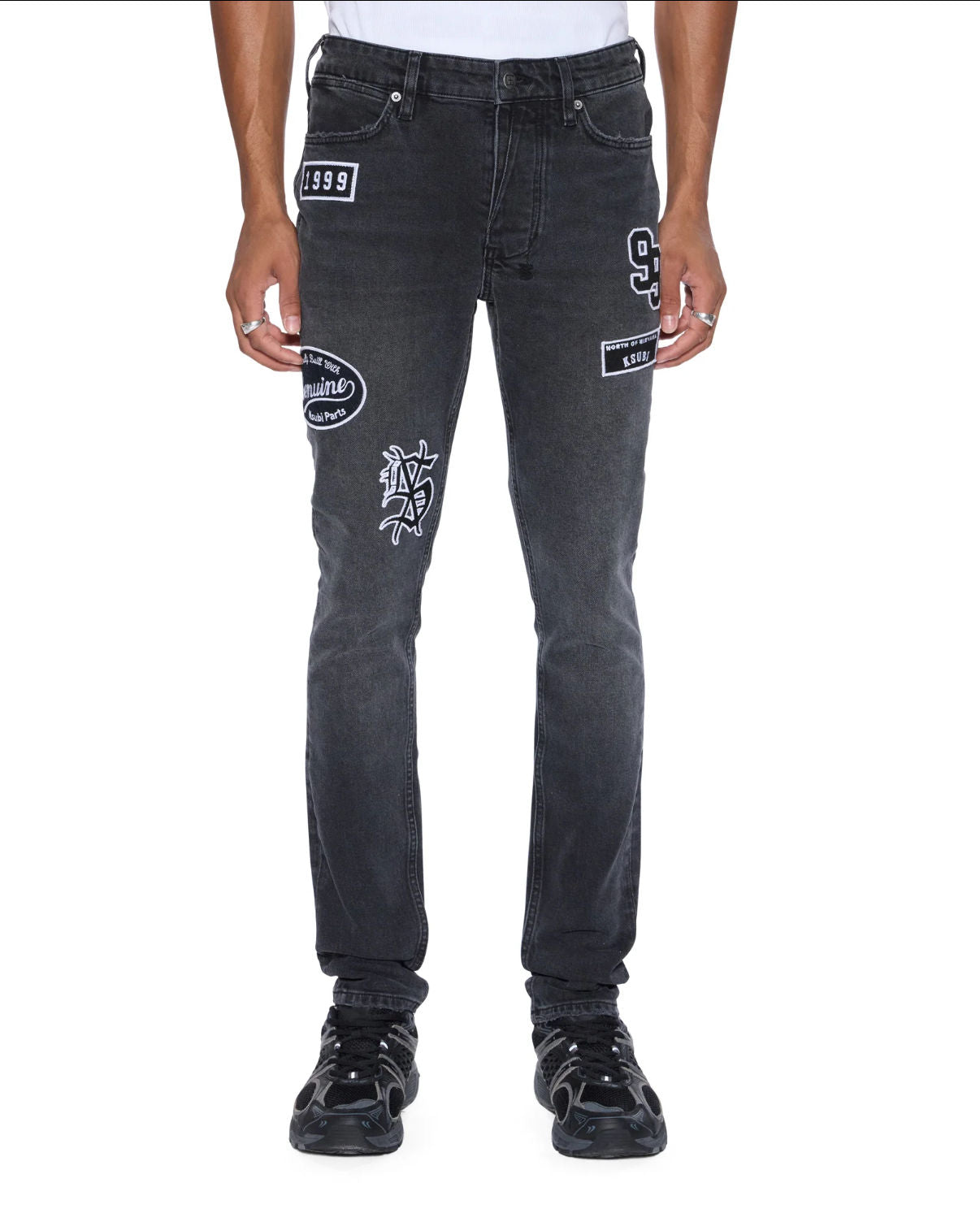 Ksubi Black Van Winkle Roadhouse Black Patched Skinny Jeans
