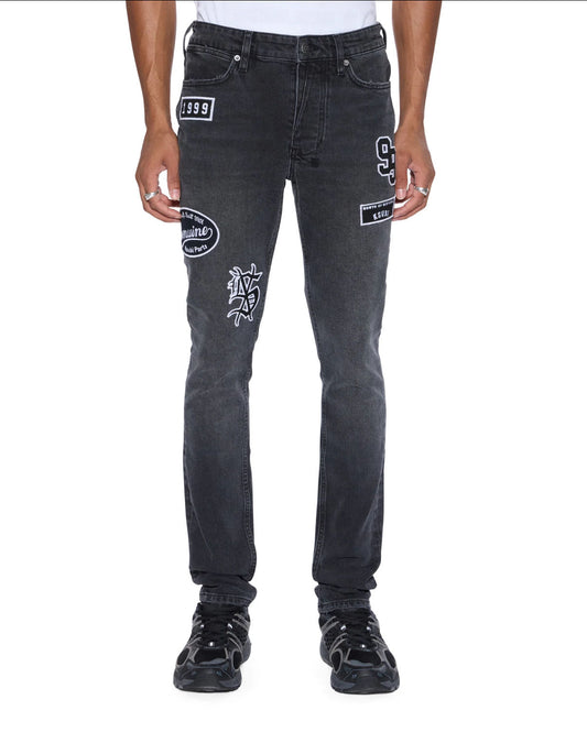 Ksubi Black Van Winkle Roadhouse Black Patched Skinny Jeans