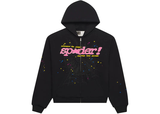 Sp5der Punk V2 Zip Up Hoodie Black - new with tags