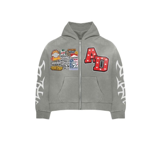 Awoken Dreams Grey Patchwork Hoodie