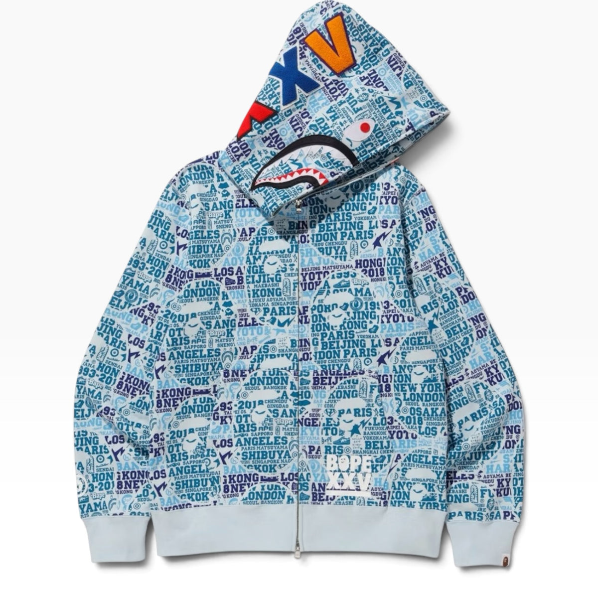 BAPE XXV Cities Camo Shark Full Zip Hoodie Blue