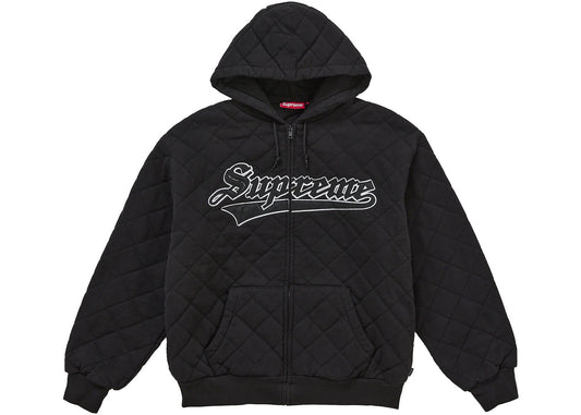 Supreme Quilted Zip Up Hooded Sweatshirt Black - Used/Worn