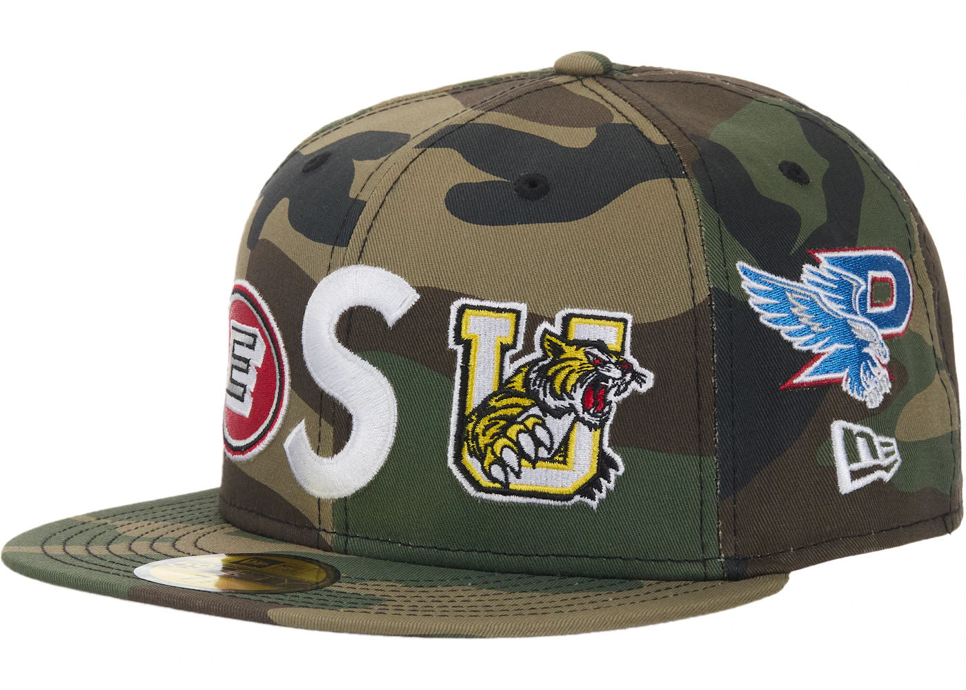 Supreme Mascots S Logo New Era 59Fifty Fitted Cap Woodland Camo