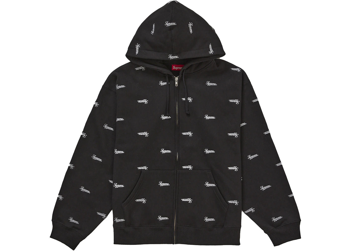 Supreme Repeat Script Zip Up Hooded Sweatshirt Black