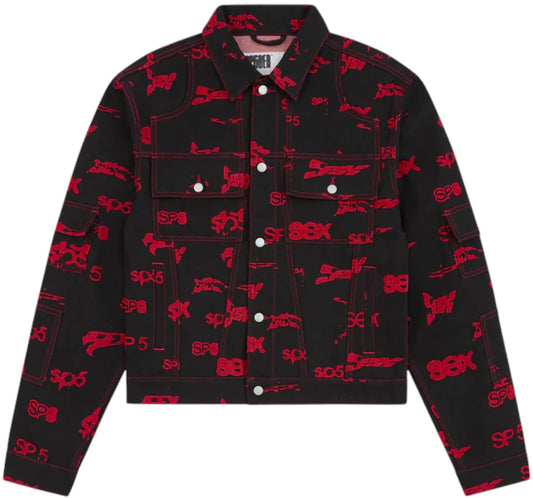 Sp5der 5EX AOP Denim Trucker Jacket Black