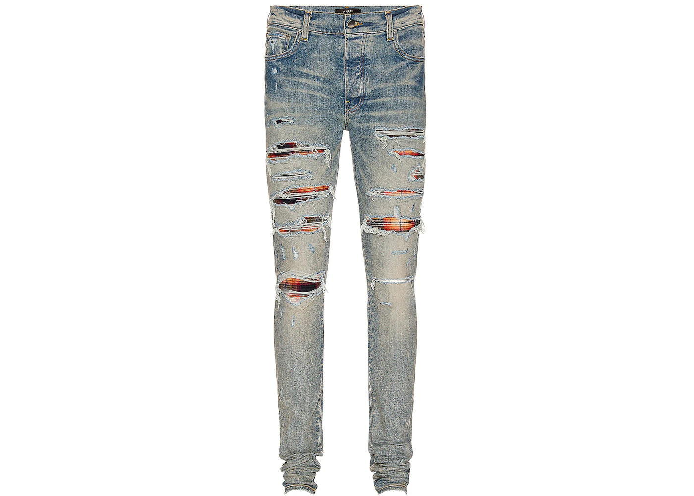 AMIRI Plaid Trasher Skinny Fit Jeans Blue - Like New