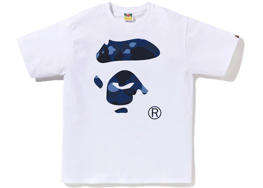 BAPE Color Camo Ape Face Tee White/Navy - new with tags
