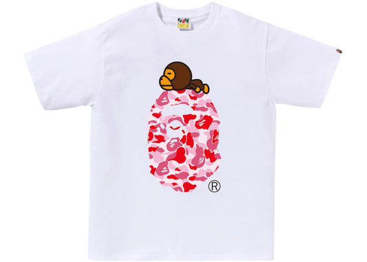 BAPE ABC Camo Milo On Big Ape Tee (SS25) White/Pink