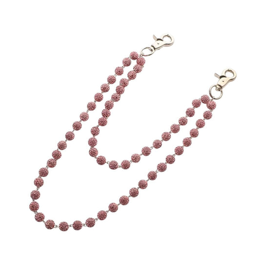 Disco ball beaded wallet chain pink / pink