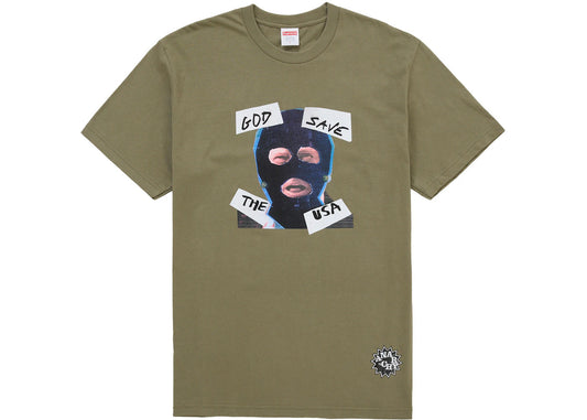 Supreme God Save Us Tee Light Olive