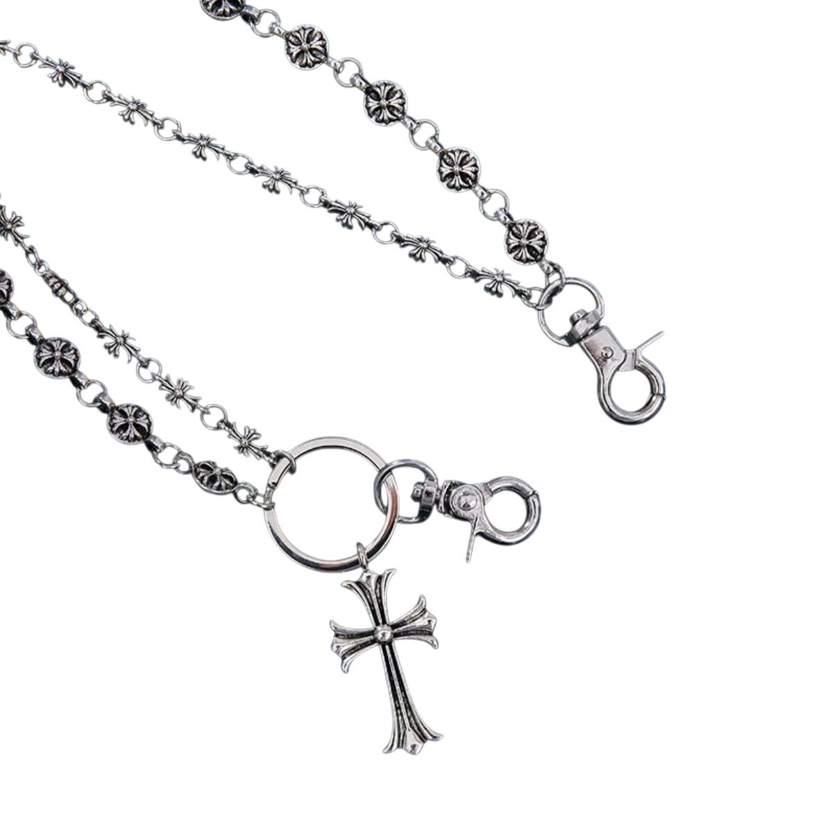 Crosses silver wallet chain
