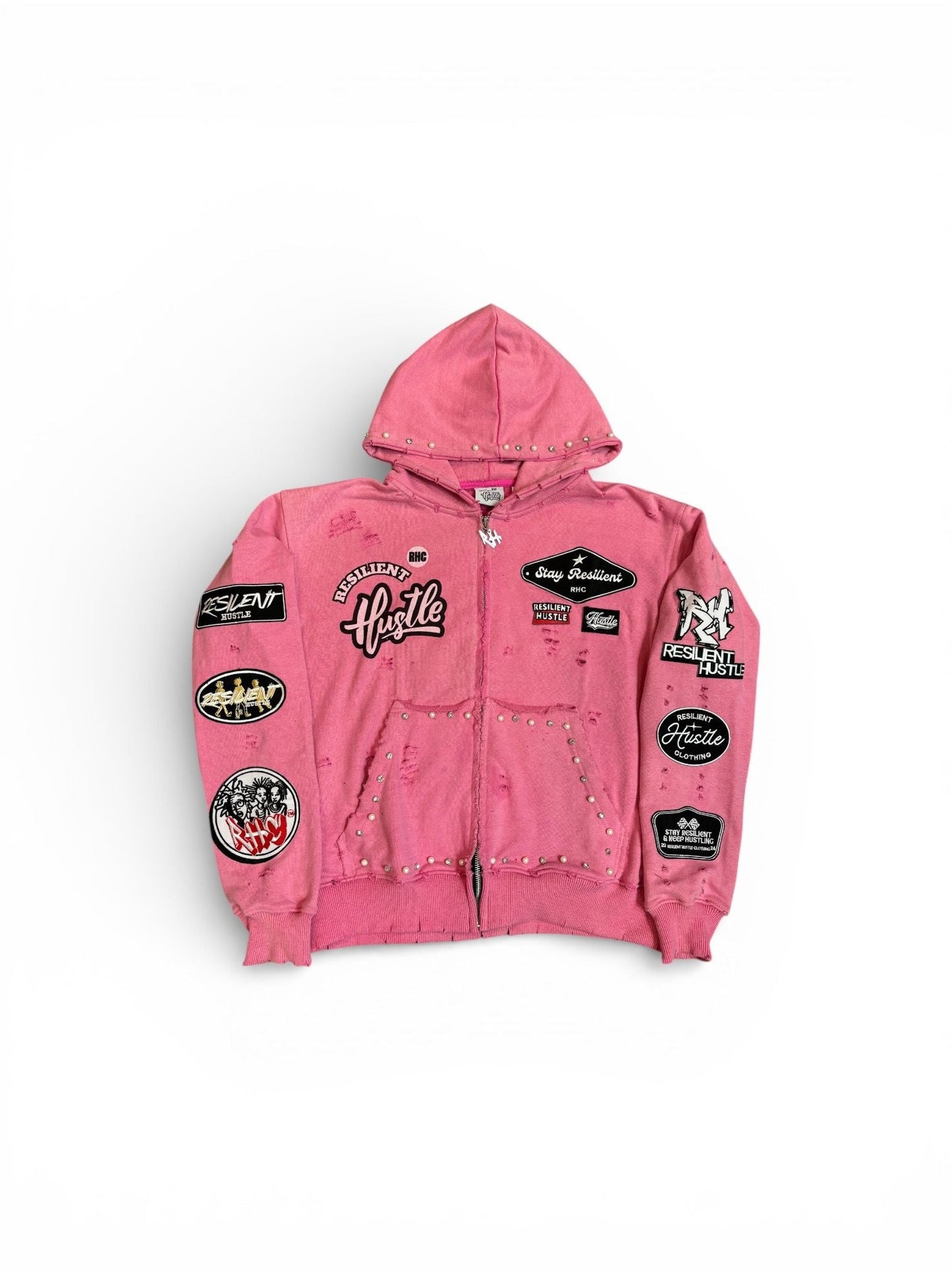 Resilient Hustle Patchwork Pink Patchwork Jacket