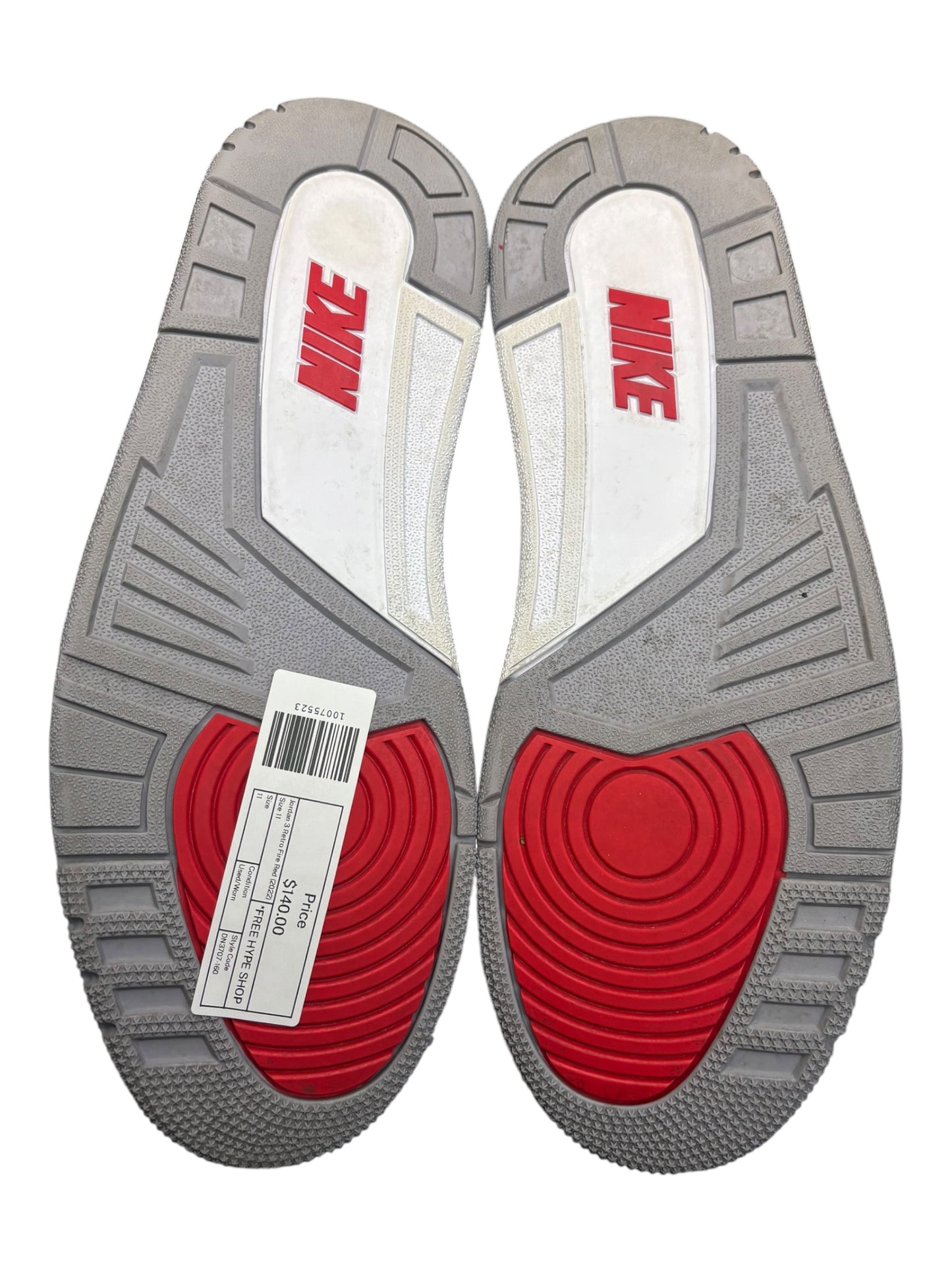 Jordan 3 Retro Fire Red (2022) Size 11 - Used/Worn