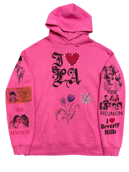 Amis Et Fleurs Pink 1998 Beverly Hills Hoodie