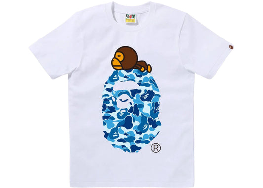 BAPE Women's ABC Camo Milo On Big Ape Tee White/Blue