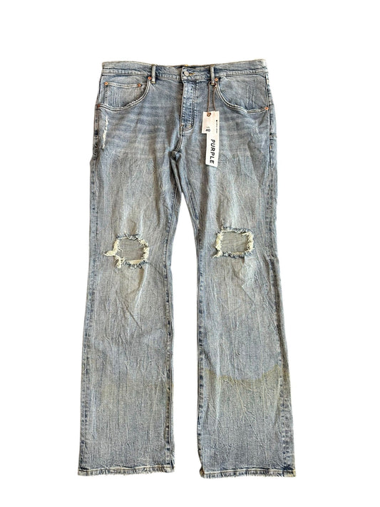 purple brand p004 light indigo knee blowout jeans