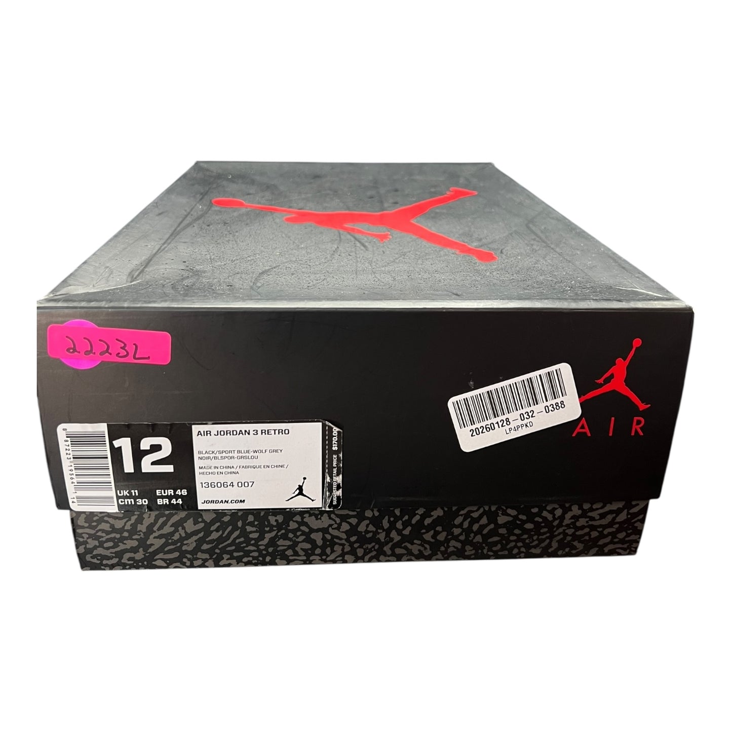 Jordan 3 Retro Sport Blue size 12 - Used/Worn