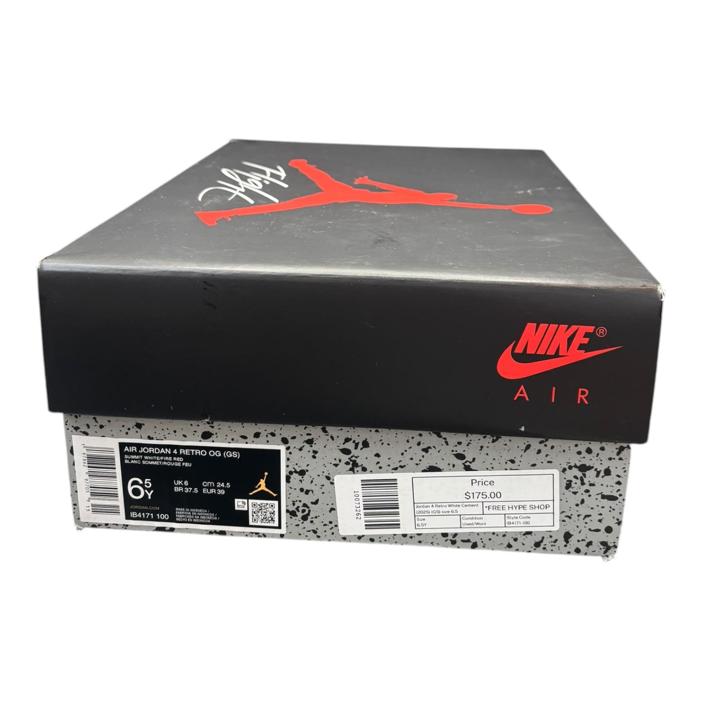 Jordan 4 Retro White Cement (2025) (GS) size 6.5 - Used/Worn