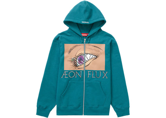 Supreme Aeon Flux Zip Up Hooded Sweatshirt Teal - Like New