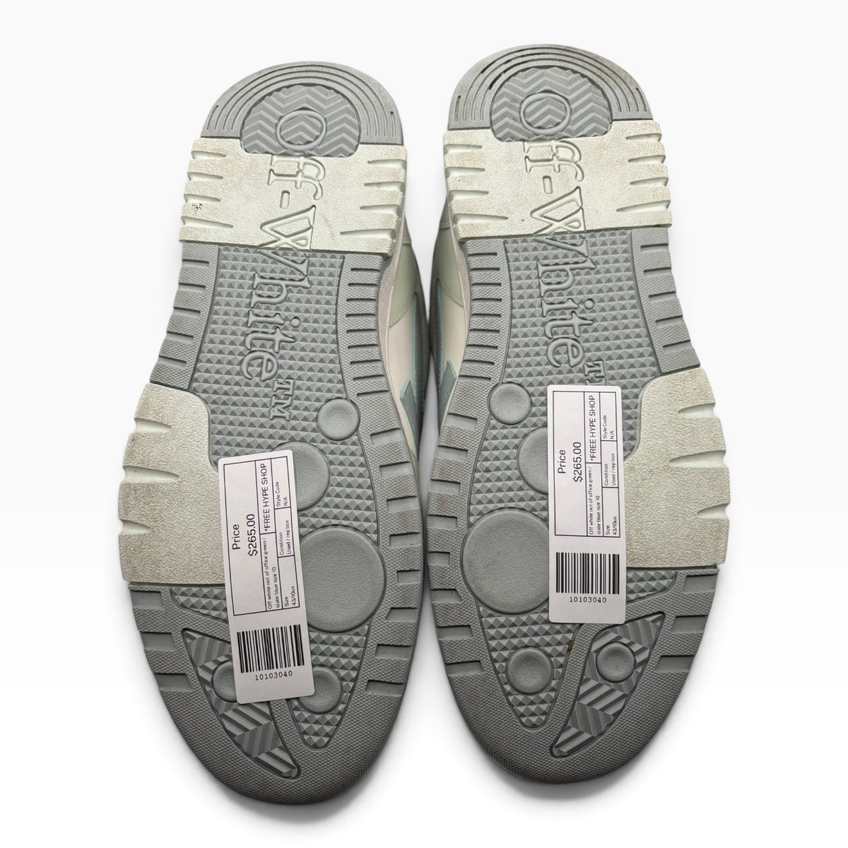 Off white out of office green / slate blue