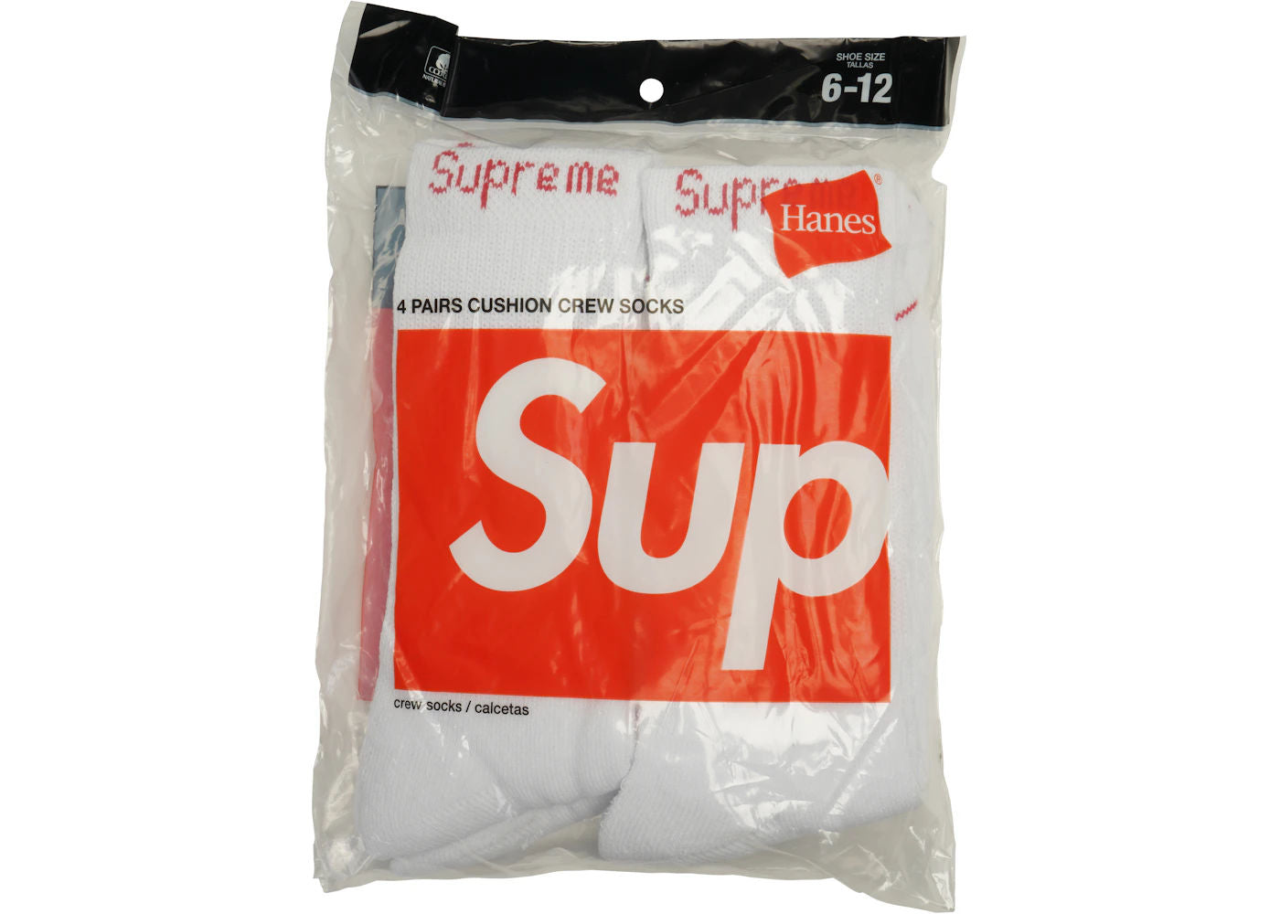 Supreme Hanes Crew Socks (4 Pack) White - new with tags
