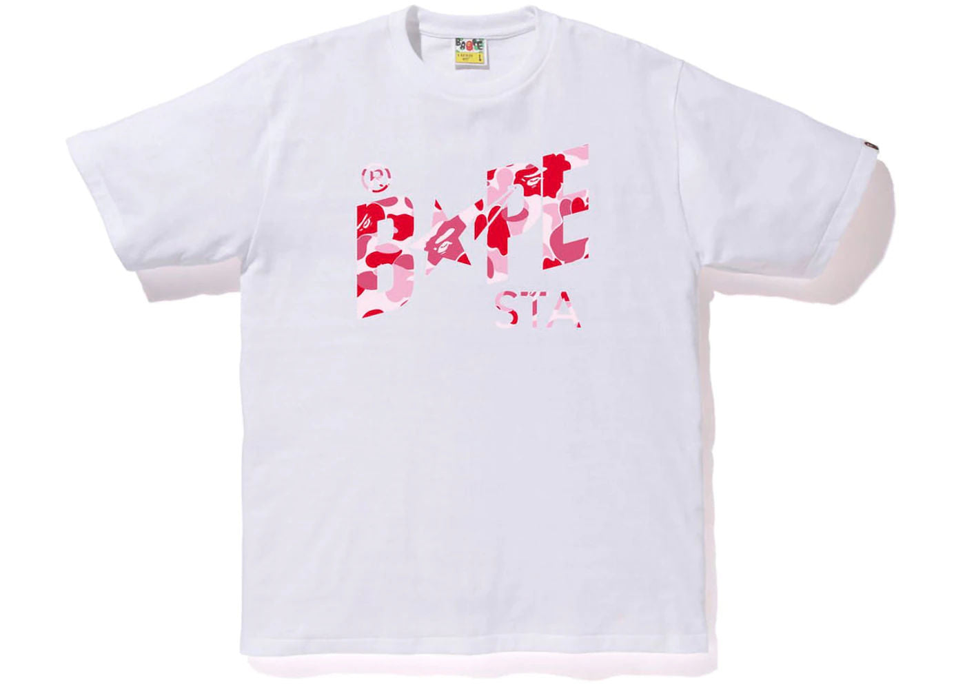 BAPE ABC Camo Bape Sta Logo Tee White Pink